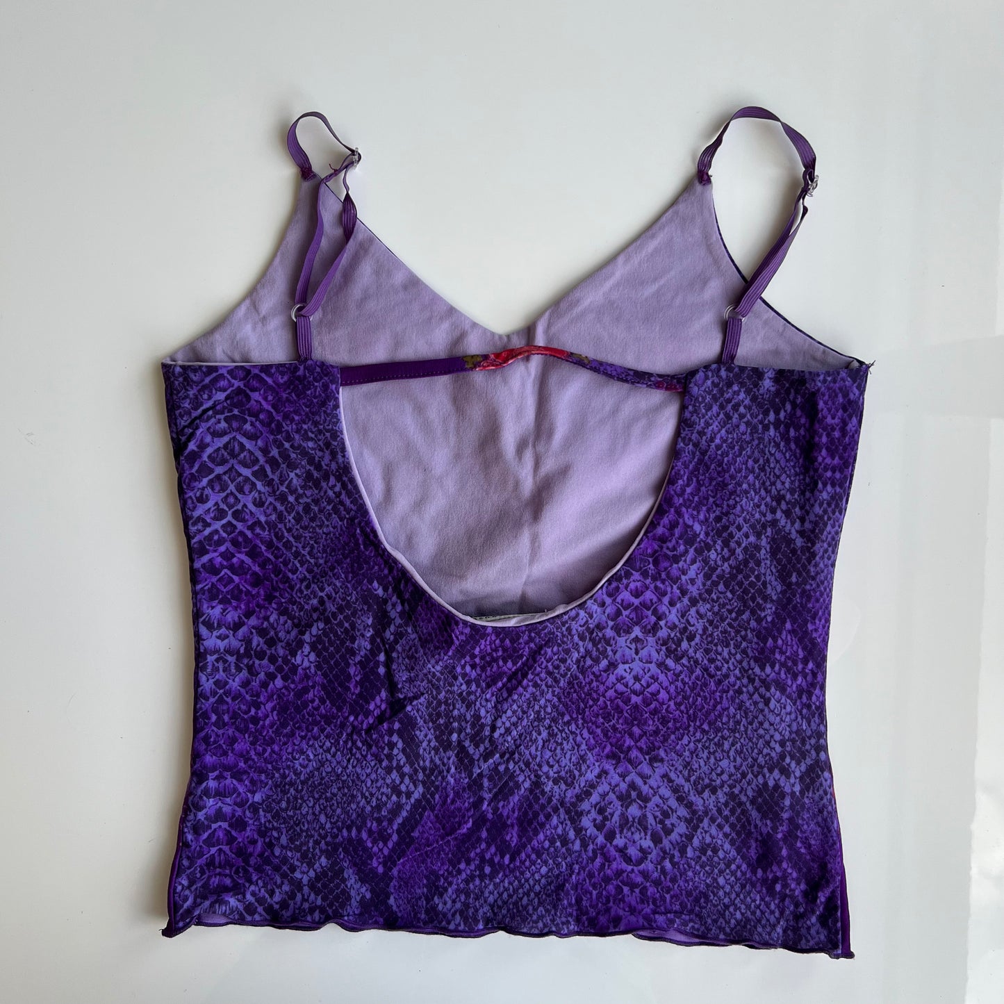 Vintage 90's Clubwear Purple Snakeskin Print Mesh Top (S)