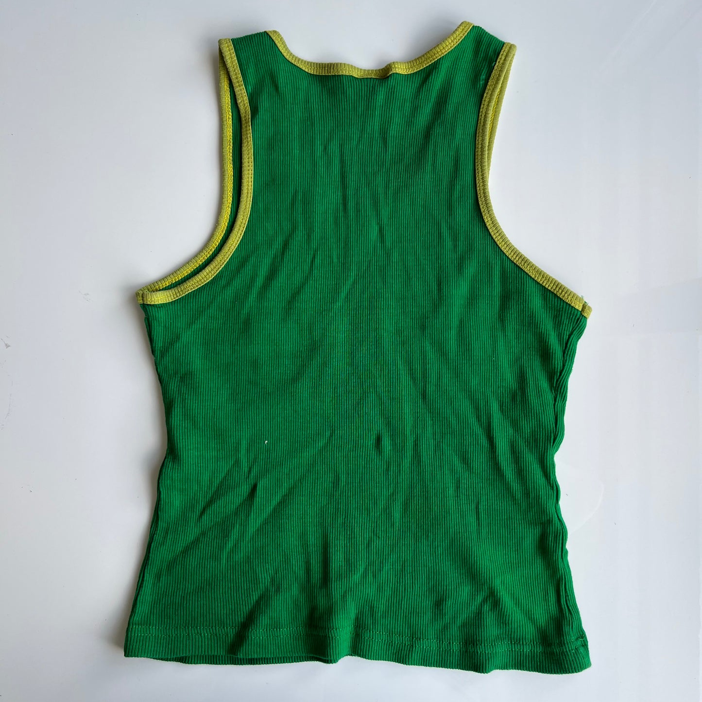 Vintage 90's Skater Green Jamaica Country Diamante Ribbed Tank Top (L)