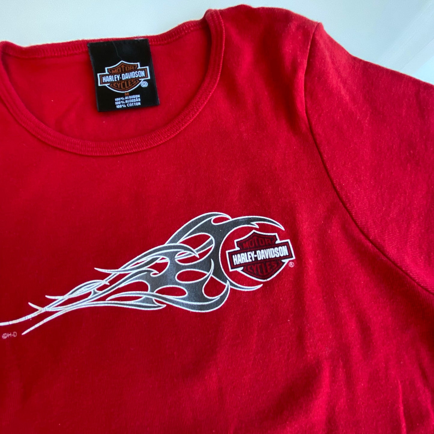 Vintage 90’s Harley Davidson Red Tribal Logo Baby Tee (M)