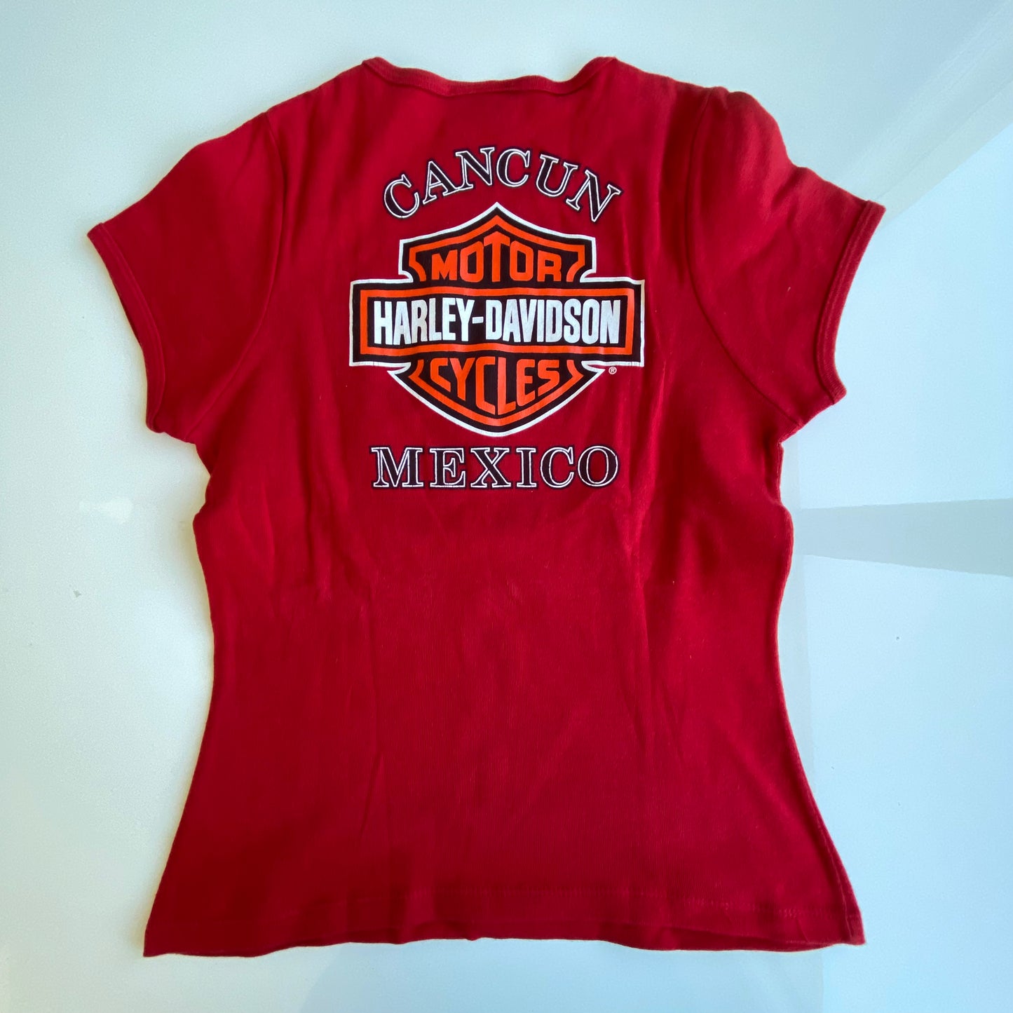 Vintage 90’s Harley Davidson Red Tribal Logo Baby Tee (M)