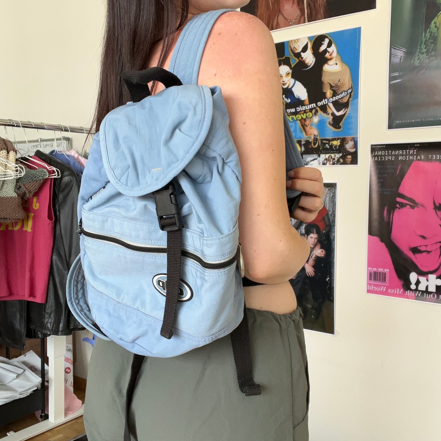 Vintage 90's Techwear Baby Blue Mini Backpack