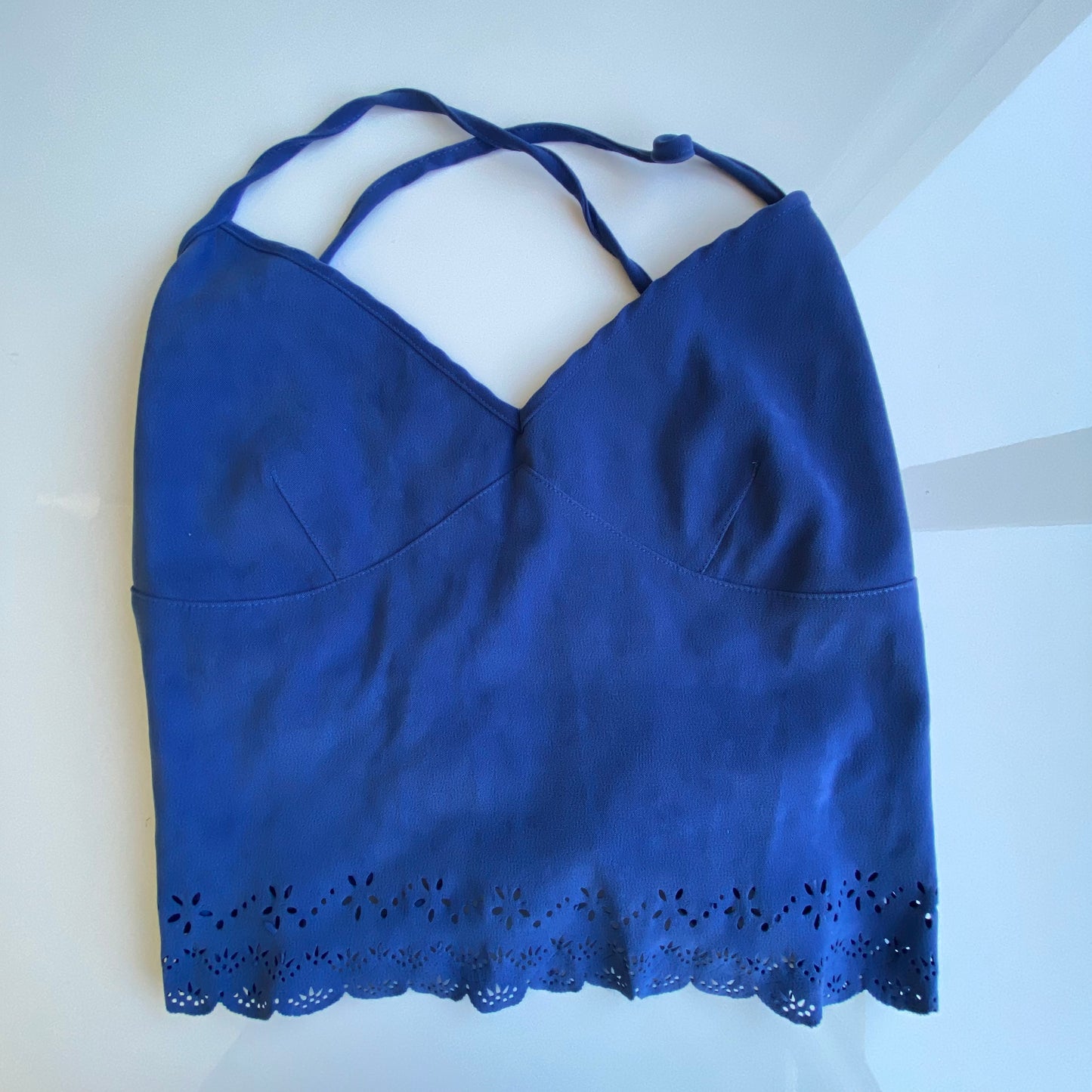 Vintage 90’s Festival Blue Backless Halterneck Top (M)