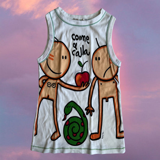 Vintage 90's Funky Adam and Eve White Tank Top (S)