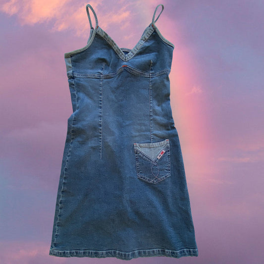 Vintage 90’s Grunge Denim Mini Dress (XS/S)