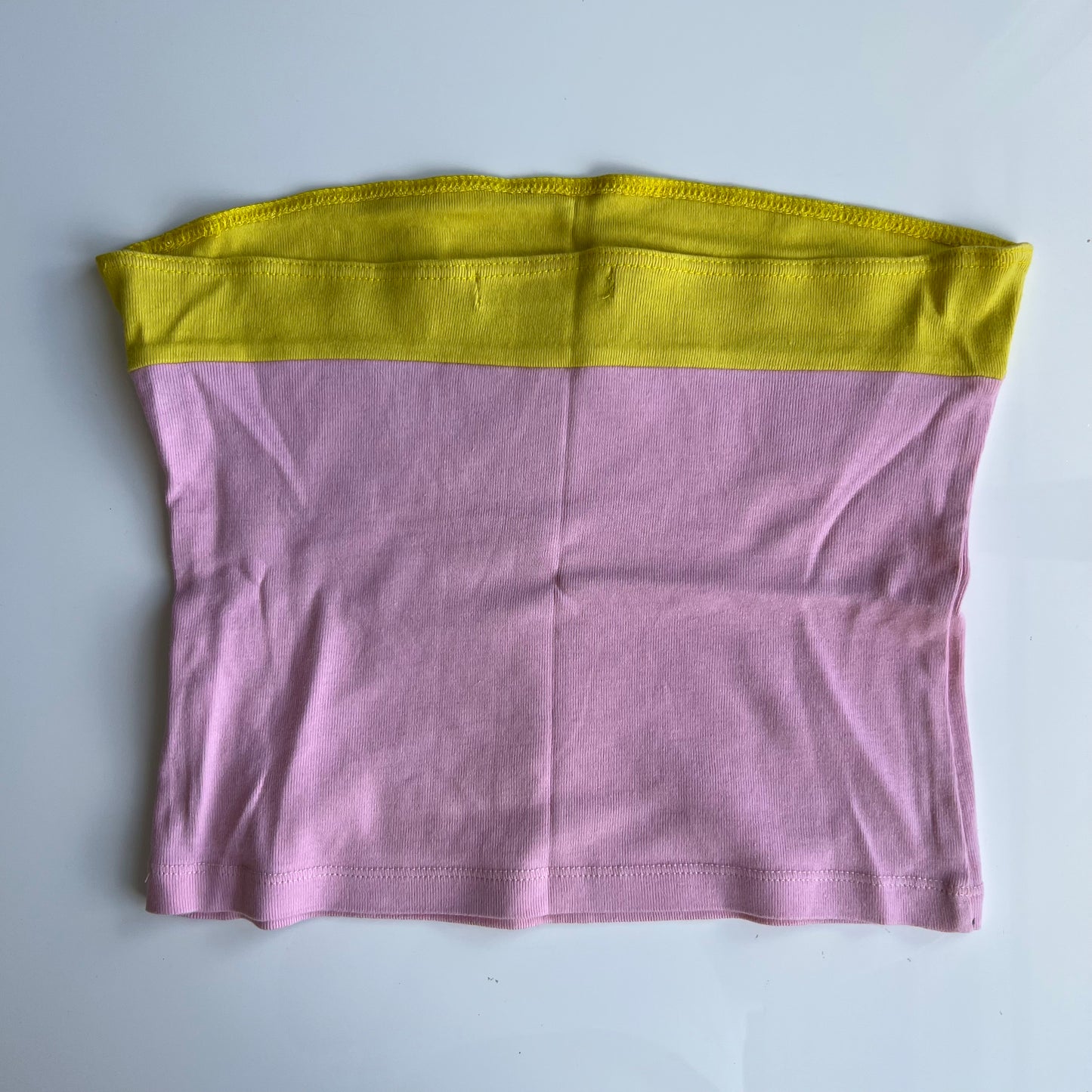 Vintage 90's Morgan de Toi Baby Pink and Yellow Tube Top (M)