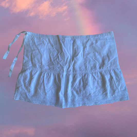 Vintage 90’s Fairy Hippie White Ruffle Mini Skirt (S)