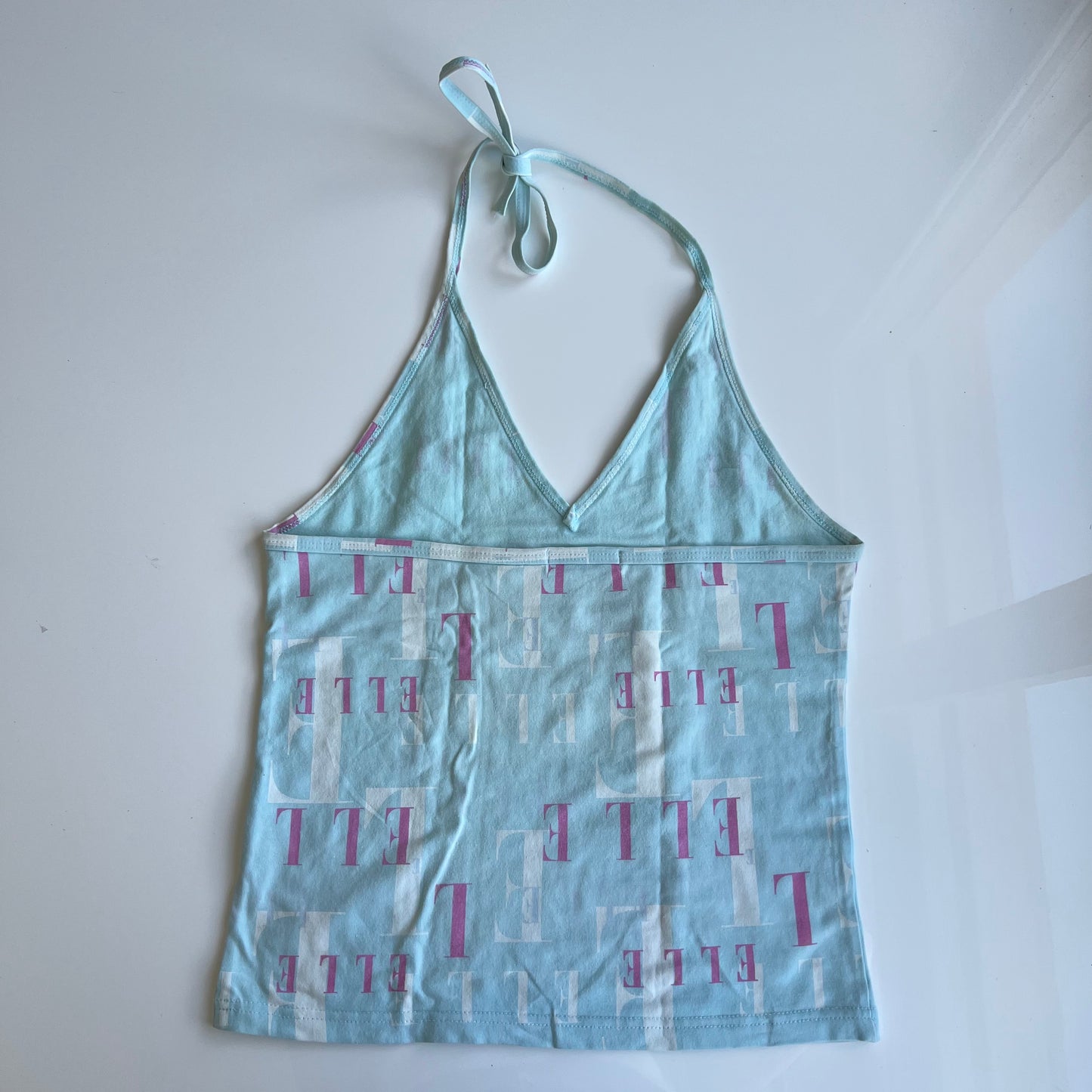 Vintage 90's Sporty ELLE Logo Baby Blue Halter Top (M)