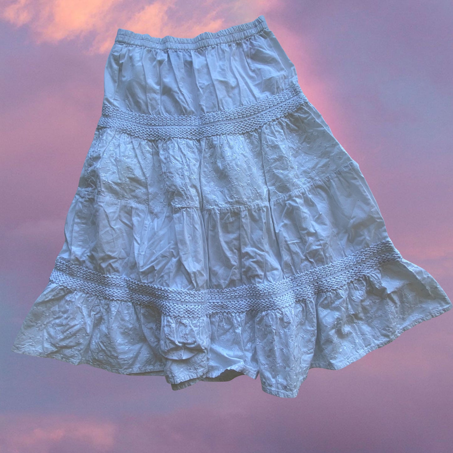 Vintage 90’s Fairy Boho White Midi Skirt (XS)