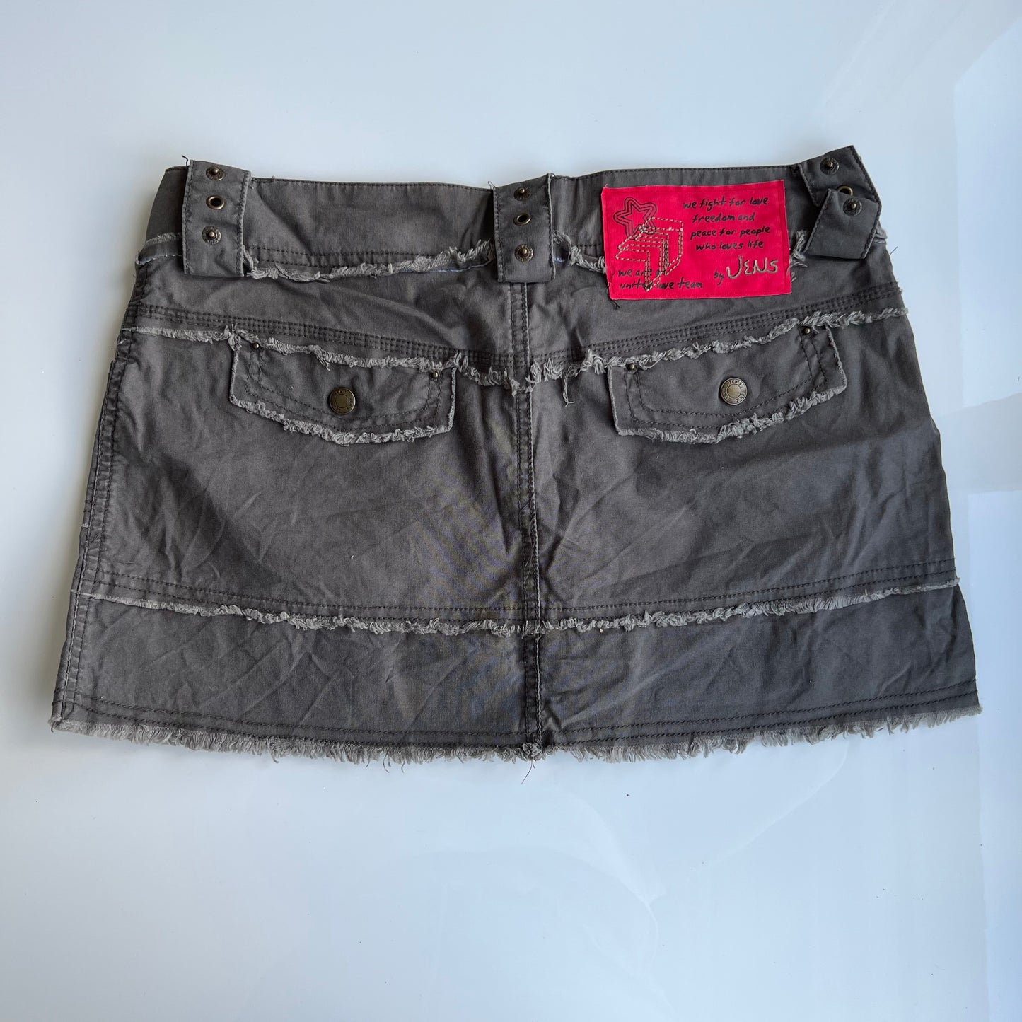 Vintage 90's Grunge Khaki Cargo Mini Skirt (36 EU / UK 8 / US 4)