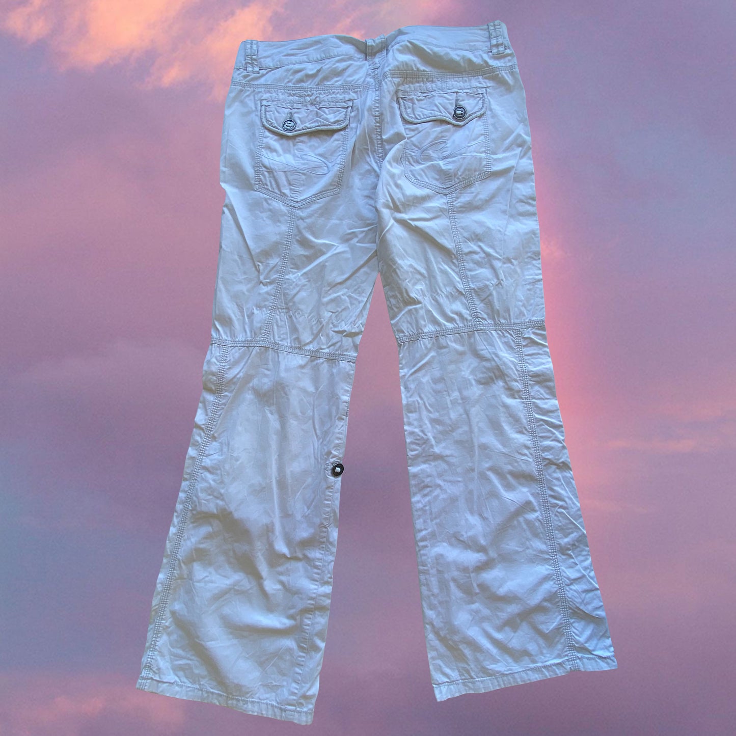 Vintage 90’s White Low Waist Baggy Cargo Pants (M)