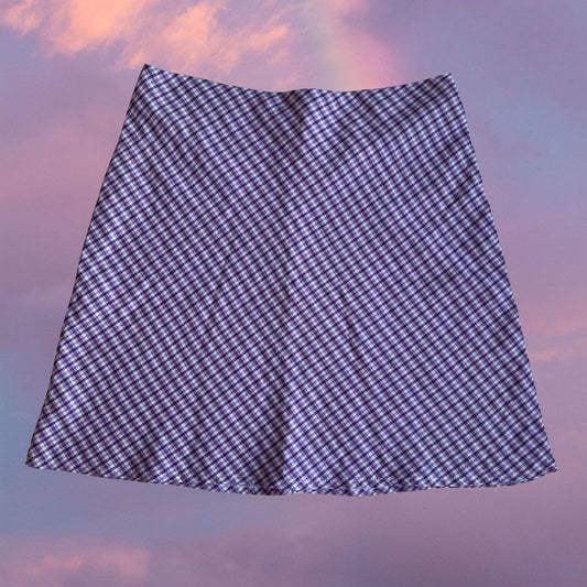 Vintage 90's Preppy Purple and White Vichy Print Mini Skirt (XS)