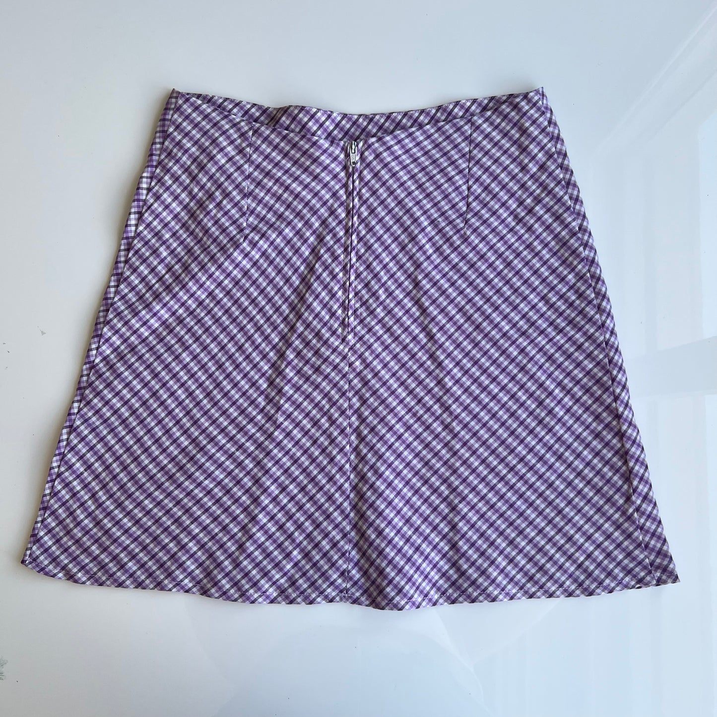 Vintage 90's Preppy Purple and White Vichy Print Mini Skirt (XS)