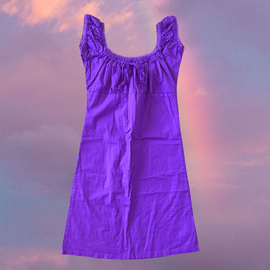 Vintage 90's Romantic Purple Milkmaid Dress (36 EU / UK 8 / US 4)