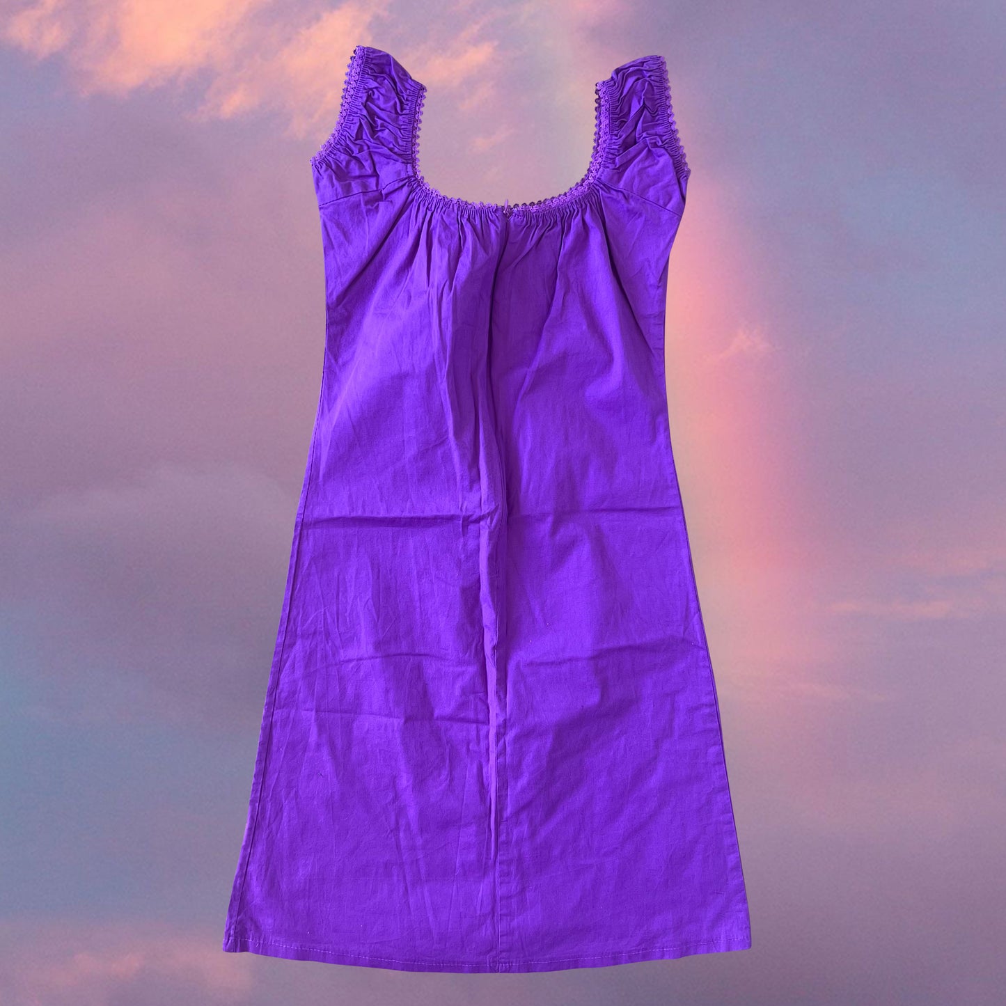 Vintage 90's Romantic Purple Milkmaid Dress (36 EU / UK 8 / US 4)