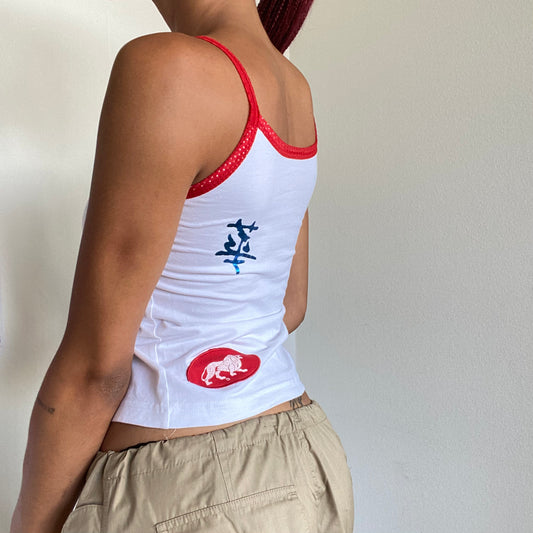 Vintage 90's Sporty White "Lonsdale" Print Top (XS/S)