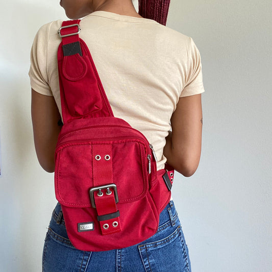 Vintage 90's Techwear Red One Shoulder Backpack