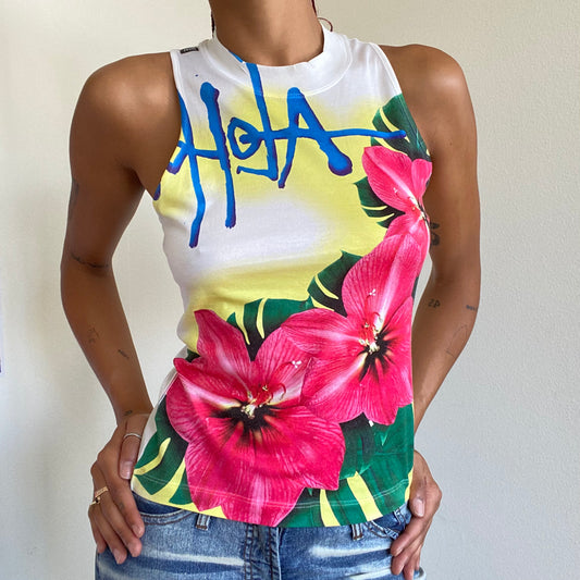 Vintage 90's Archive Miss Sixty "Aloha" High Neck Top (S)