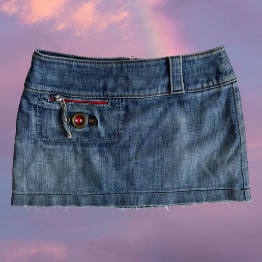 Vintage 90's Archive Miss Sixty Blue Denim Mini Skirt (36 EU / UK 8 / US 4)