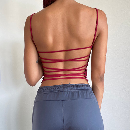 Vintage 90's Clubwear Bordeaux Backless Top (S)