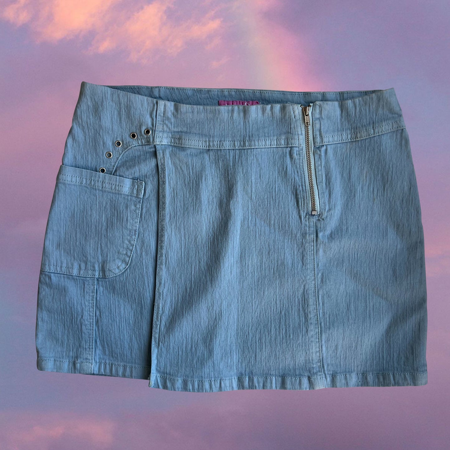 Vintage 90's Rockstar Baby Blue Mini Denim Skirt (36 EU / UK 8 / US 4)