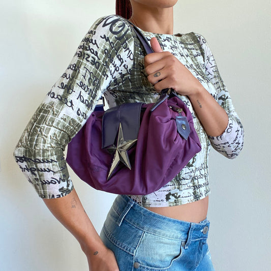 Vintage 90's Archive Mugler Purple Nylon Shoulder Bag