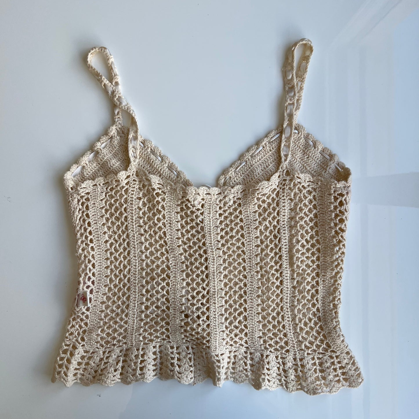 Vintage 90's Indie Hippie Cream Crochet Cami Top (S)