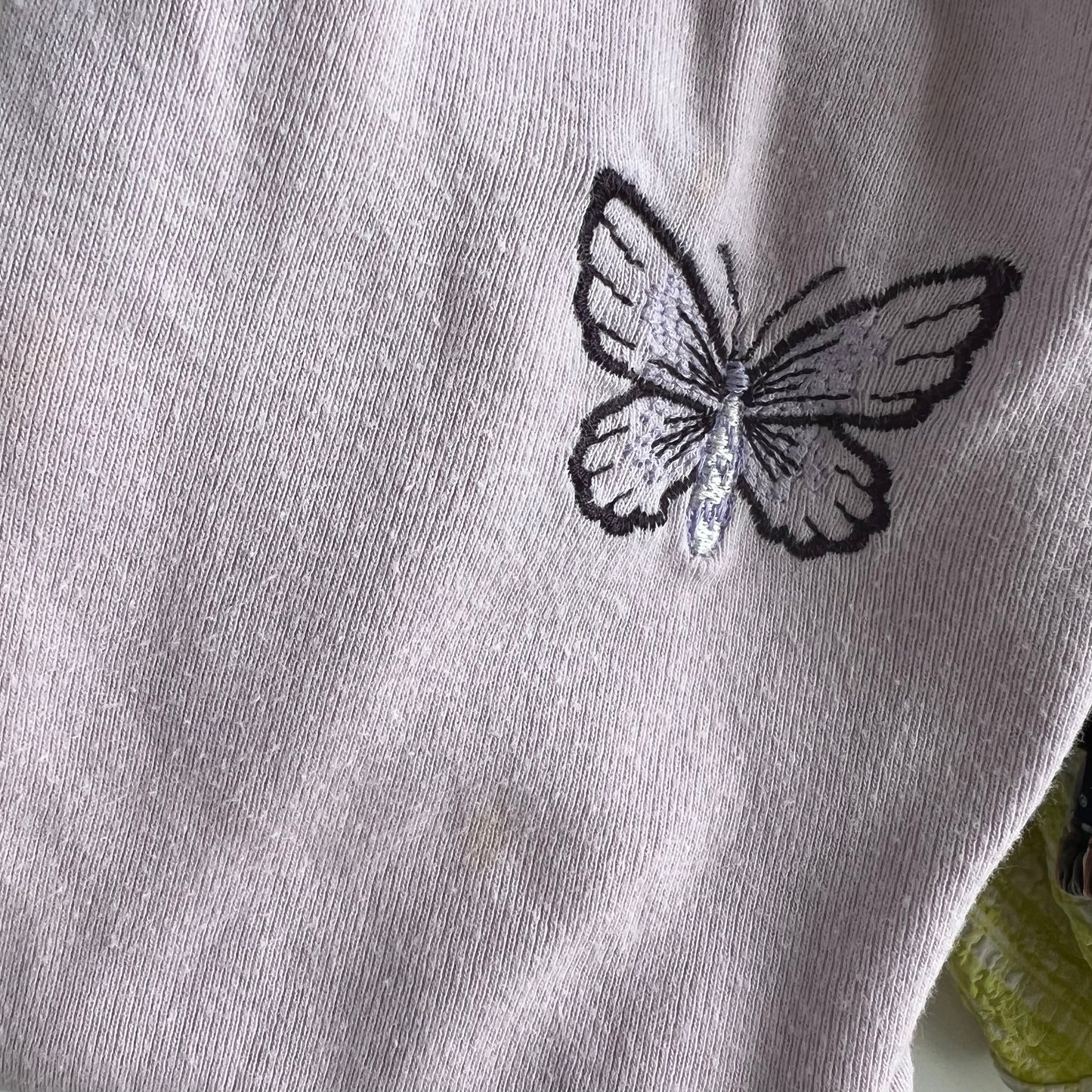 Vintage 90's Cute Lilac Tank Top with Embroidered Butterfly and Picot Trim (