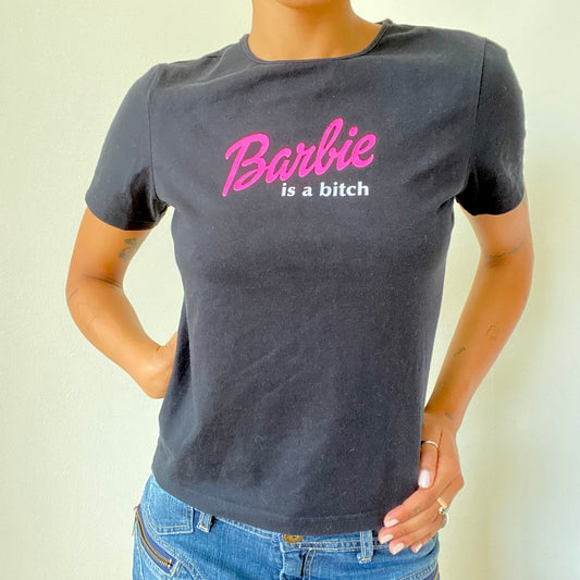 Vintage 90’s Skater Black "Barbie is a Bitch" Baby Tee (M)