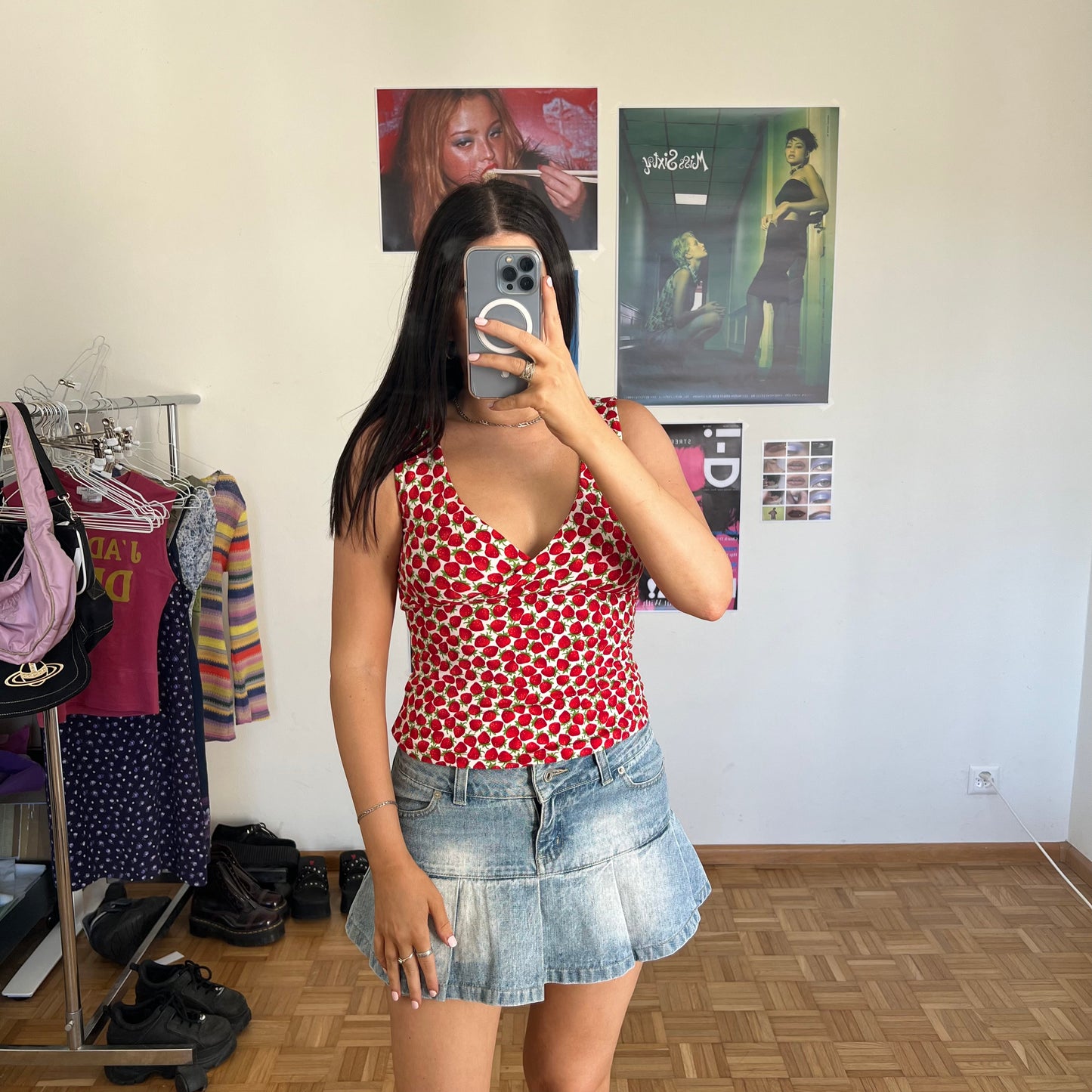 Vintage 90's Cute Strawberry Print Top (S)