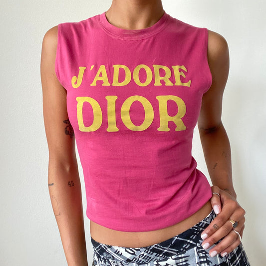 Vintage 90’s Archive Dior Hot Pink "J'Adore Dior" Top with Back Print (S)