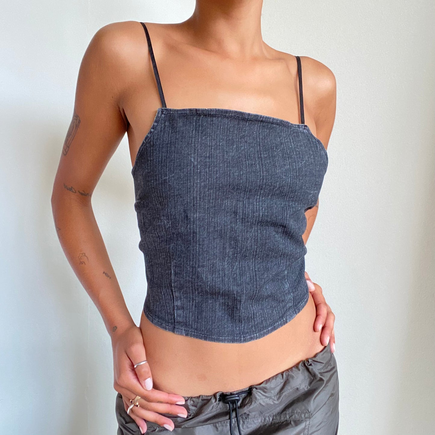 Vintage 90’s Clubwear Denim Backless Halter Neck (M)