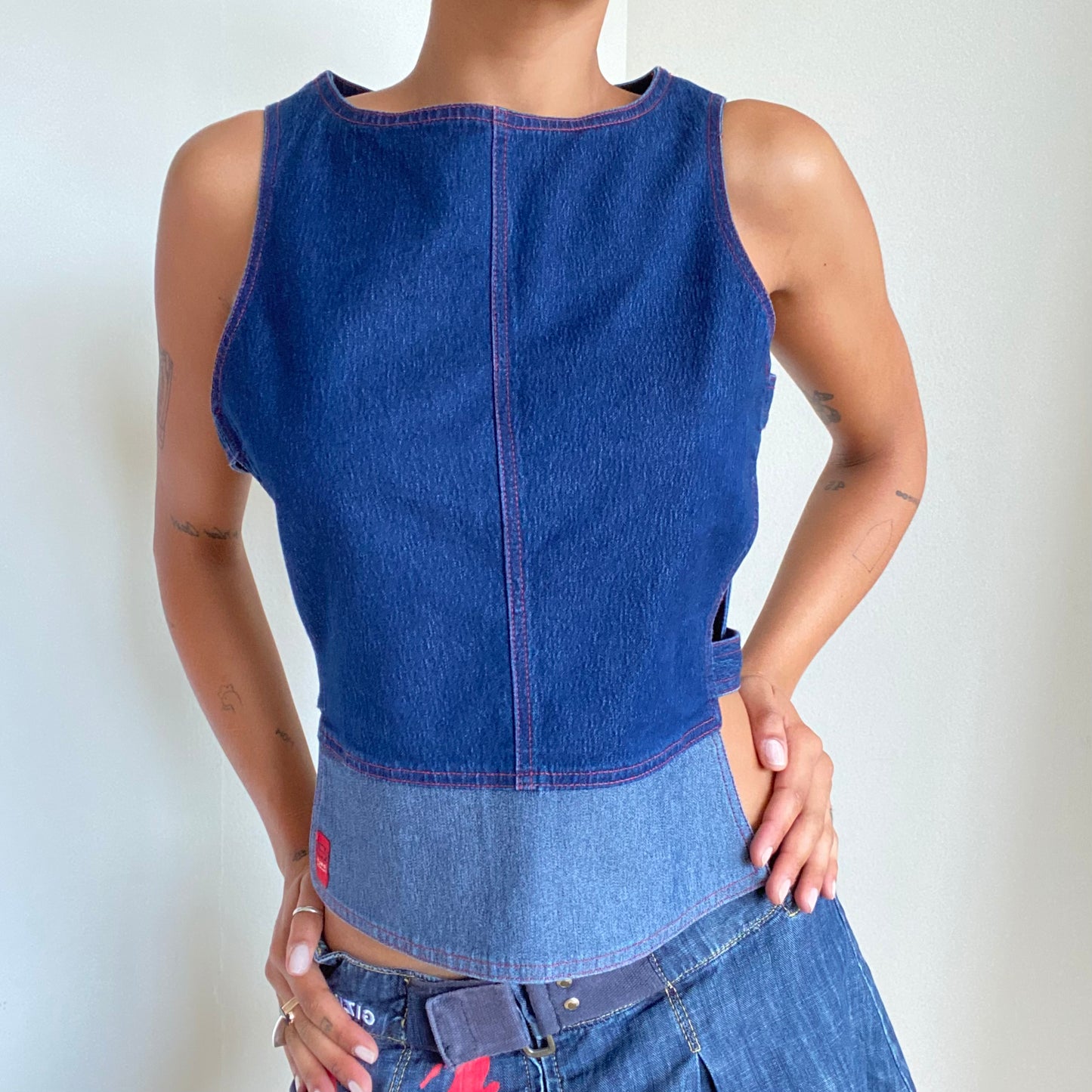 Vintage 90’s Rave Open Side Denim Top (M/L)