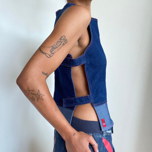 Vintage 90’s Rave Open Side Denim Top (M/L)