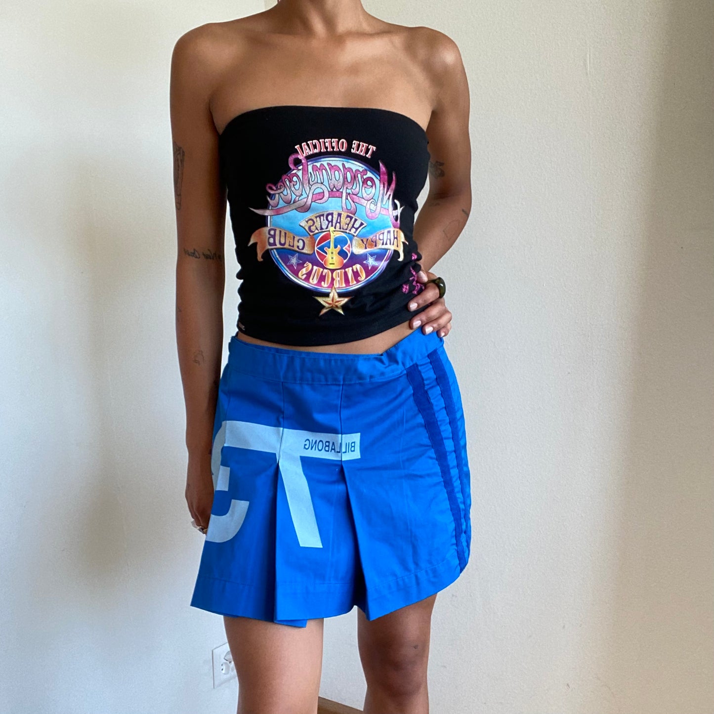 Vintage 90's Sporty Blue Pleated Mini Skirt (M)