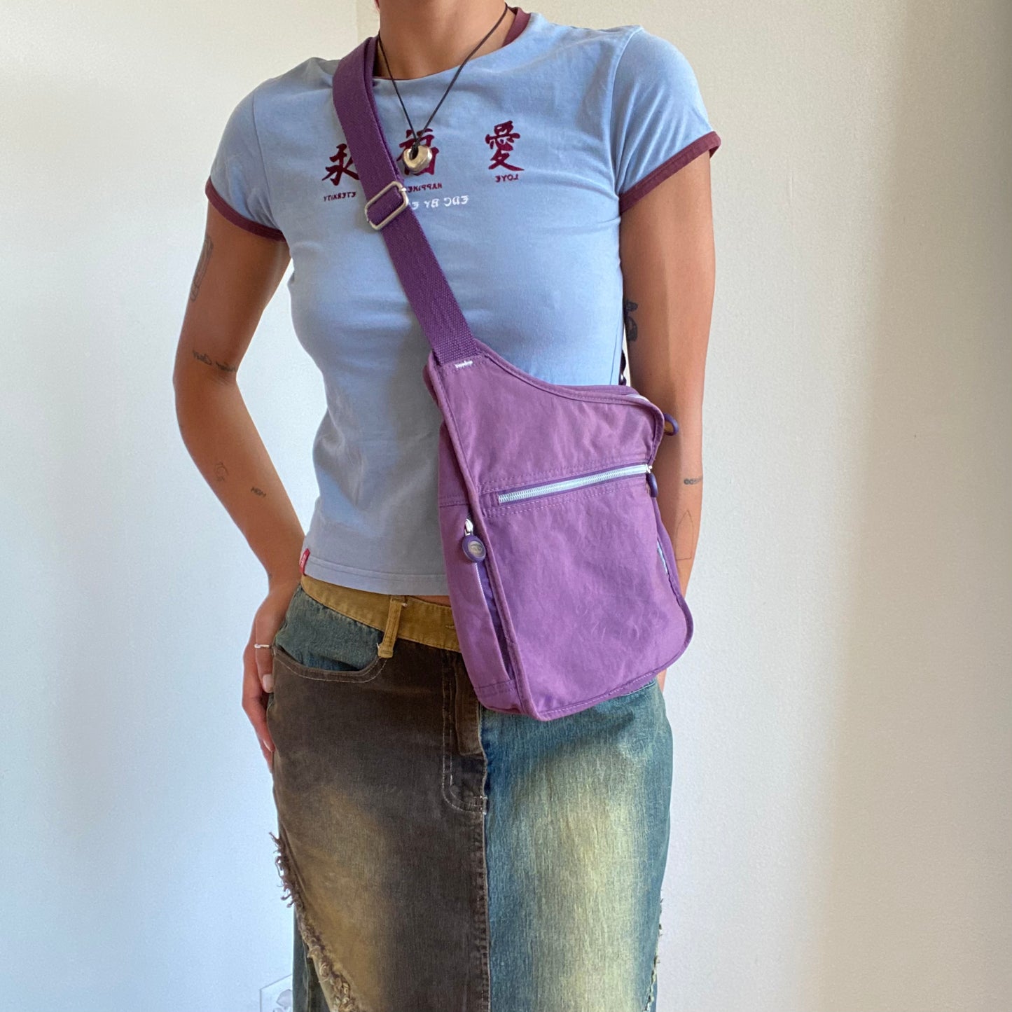 Vintage 90's Skater Techwear Purple Messenger Cross Body Bag