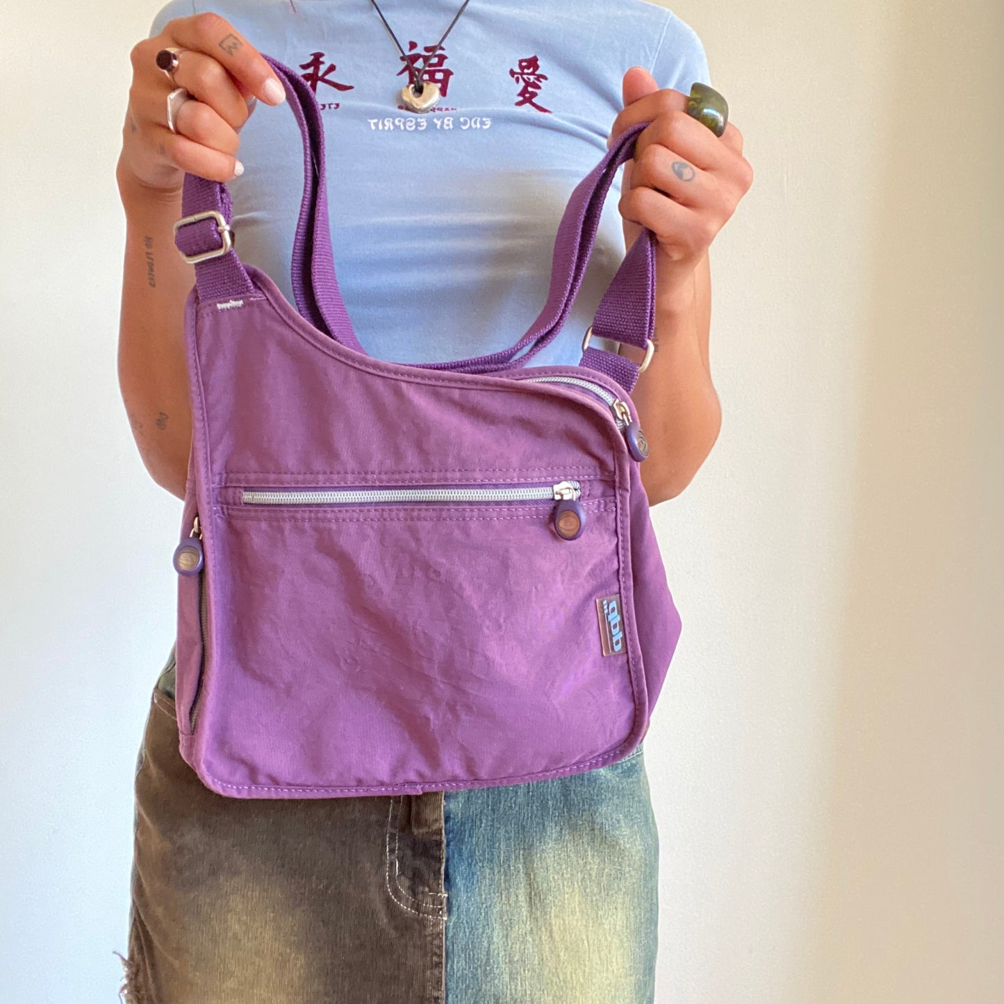 Vintage 90's Skater Techwear Purple Messenger Cross Body Bag