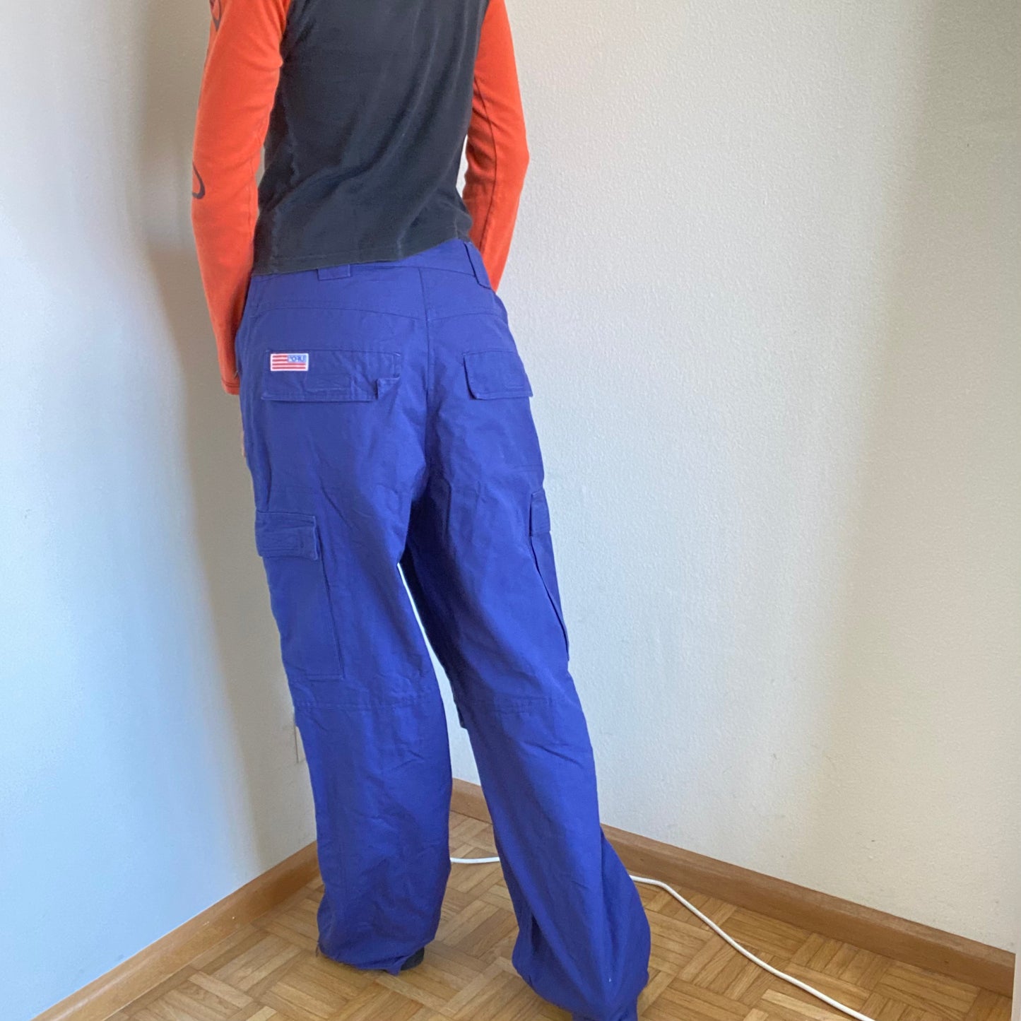 Vintage 90's Archive Blue Parachute Baggy Cargo Workwear Pants (S/M/L)