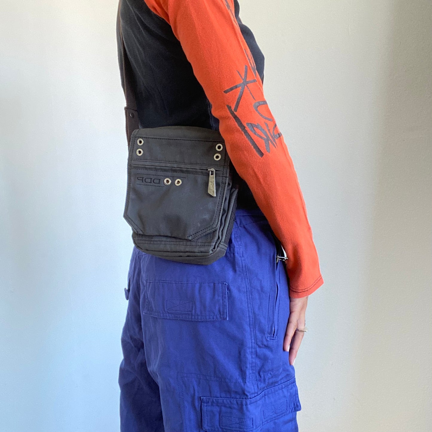 Vintage 90's Techwear Black Small Crossbody Bag