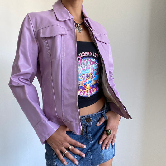 Vintage 90’s Model Off Duty Lilac Leather Jacket (S)