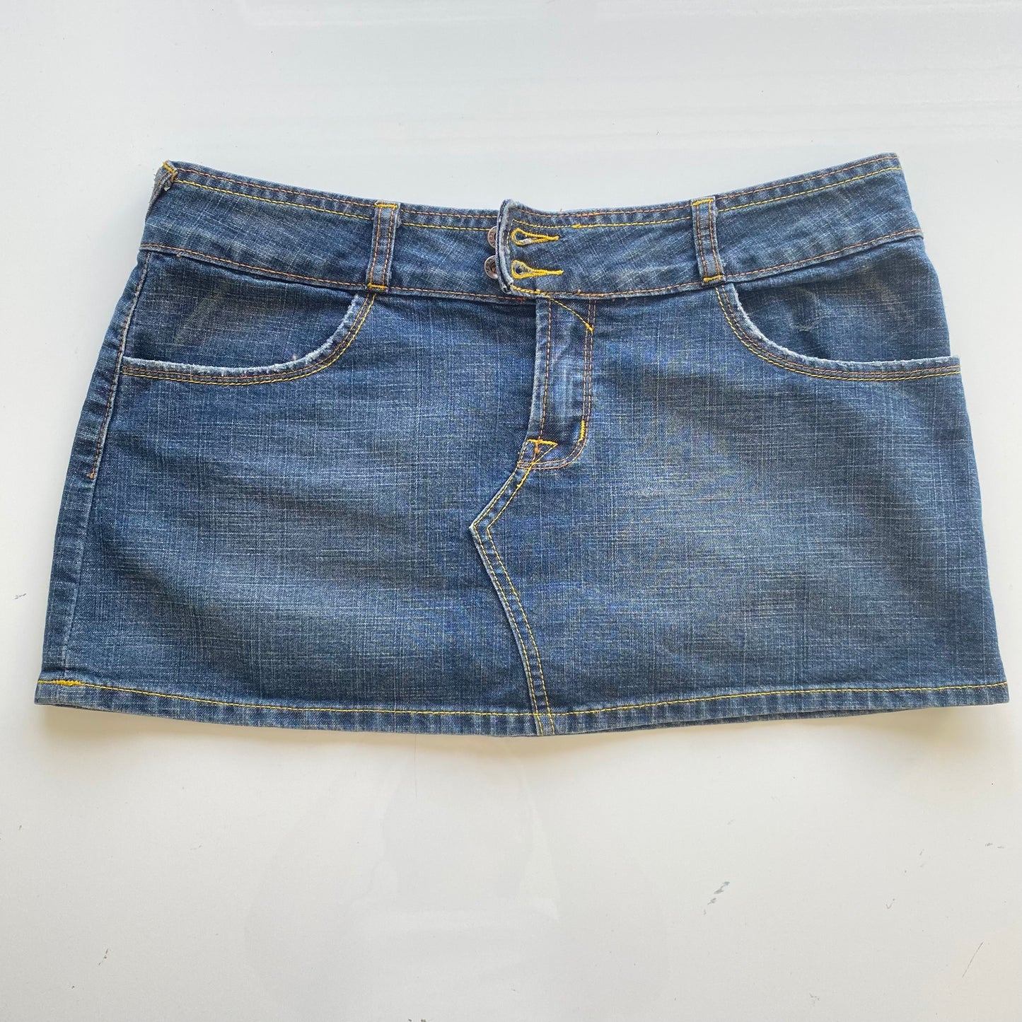 Vintage 90's Archive Von Dutch Funky Patch Denim Mini Skirt (S/M)