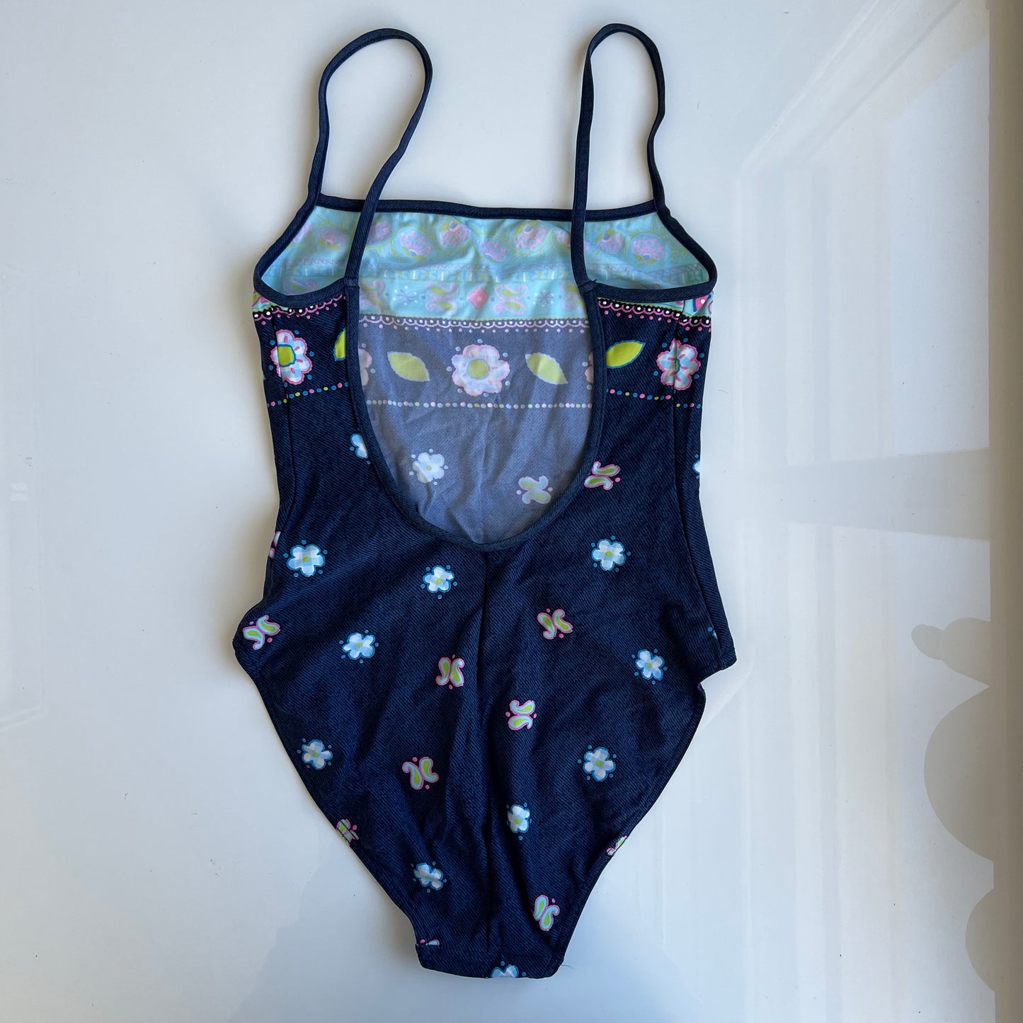 Vintage 90’s Morgan de Toi Denim Print Swimsuit (XS)