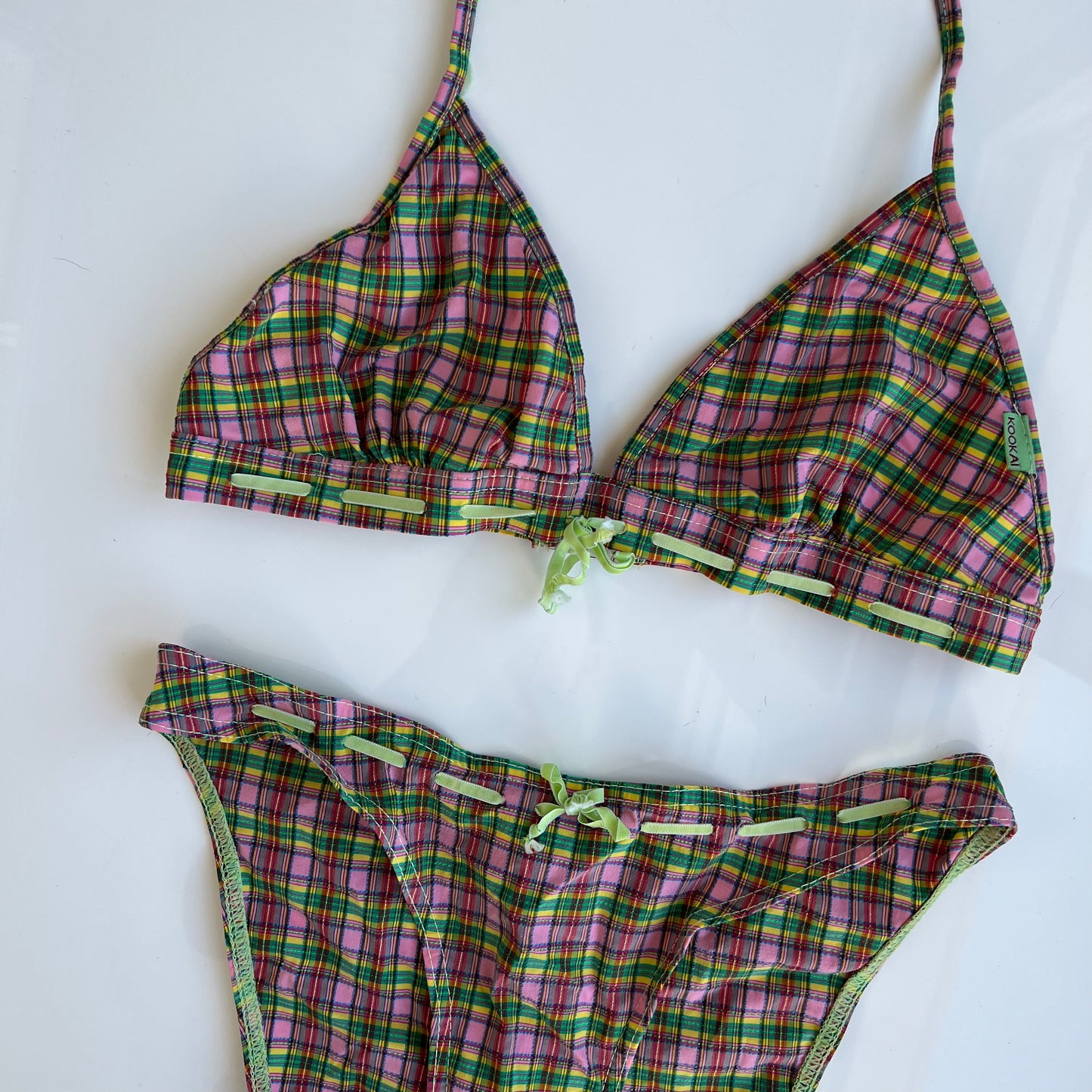 Vintage 90’s Kookai Plaid Bikini Set (XS/A-B Cup)