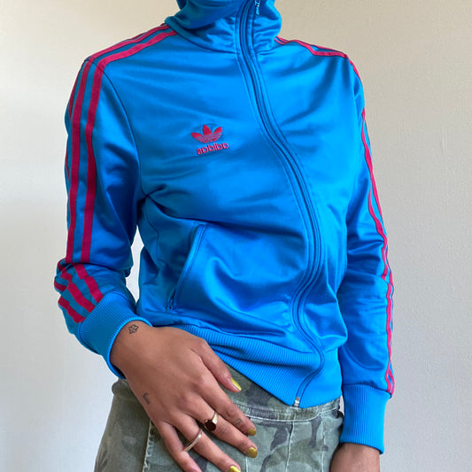Vintage 90’s Sporty Blue and Pink Adidas Zip Up (M)