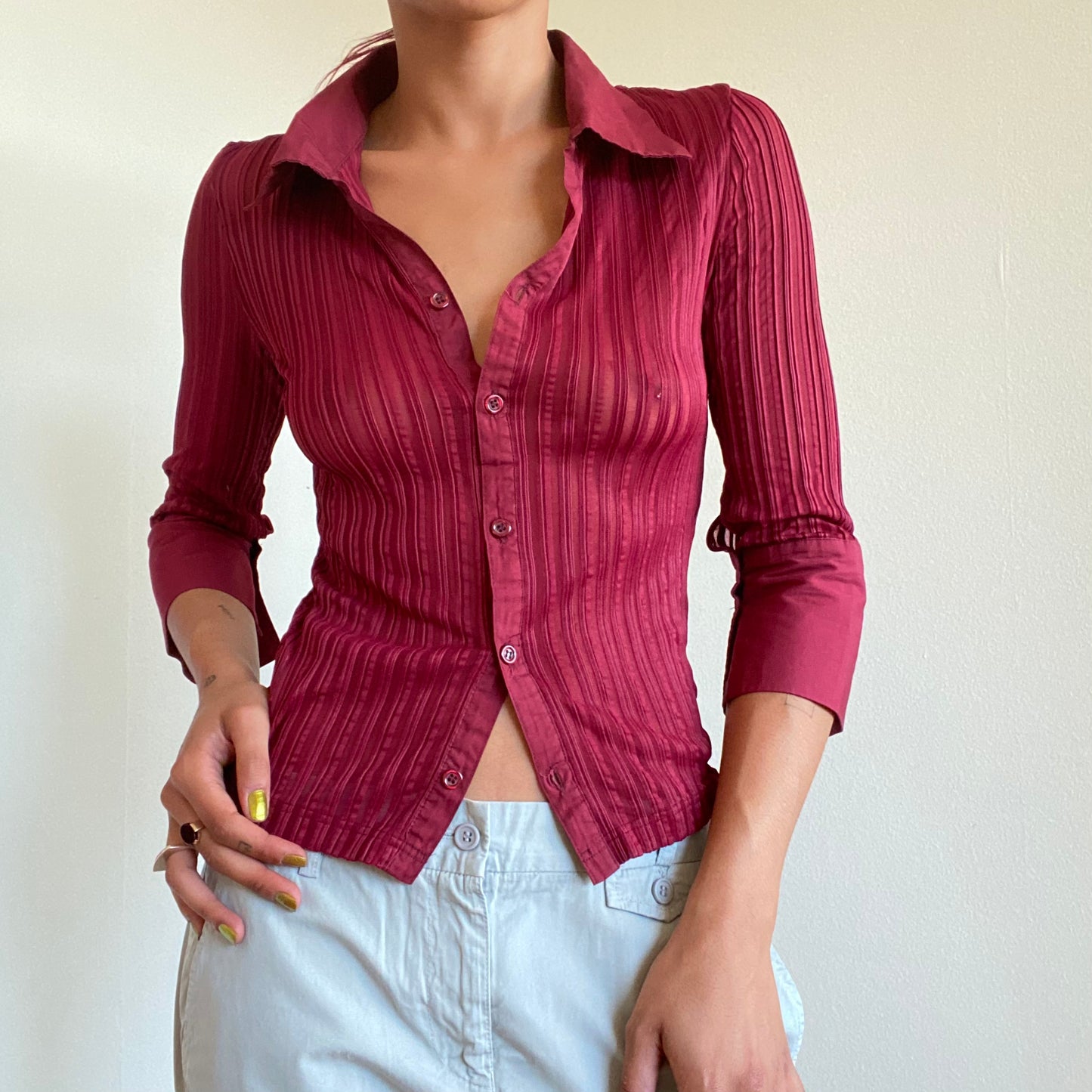 Vintage 90’s Rachel Green Bordeaux Blouse (S/M)