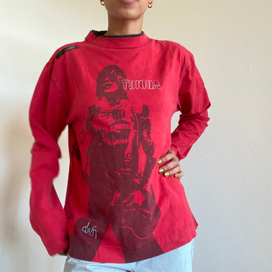 Vintage 90’s Archive Screen Print Red Oversized Sweatshirt (M/L)