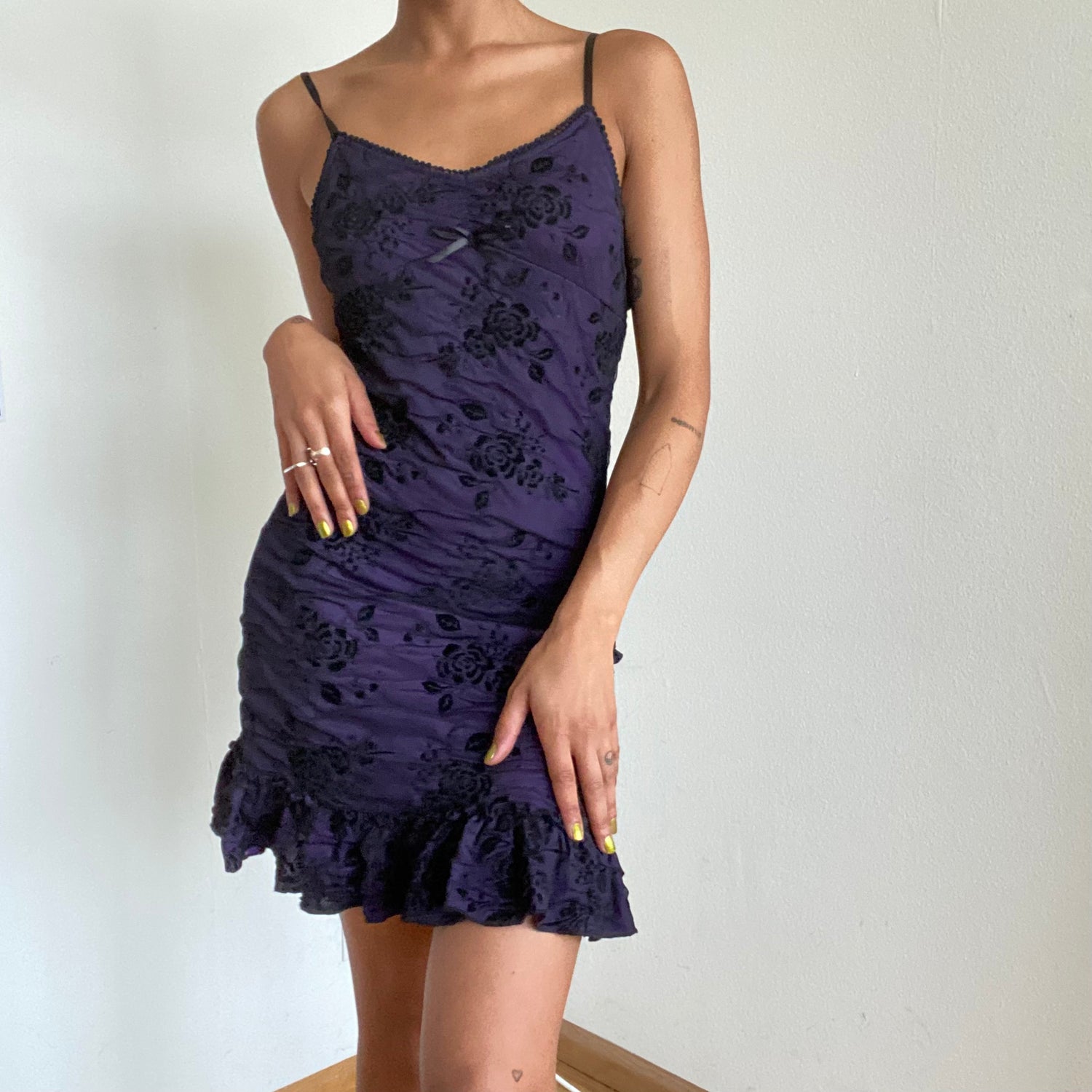 embellished plunge mini dress in deep purple Ronja Embellished Plunge Mini Dress in Deep Purple