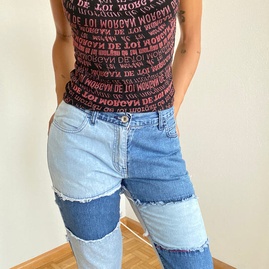 Vintage 90's Archive Miss Sixty Flared Patchwork Jeans (S)