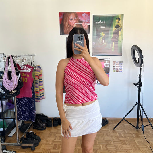 Vintage 90’s Sporty Pink Striped Halter Top (S/M)