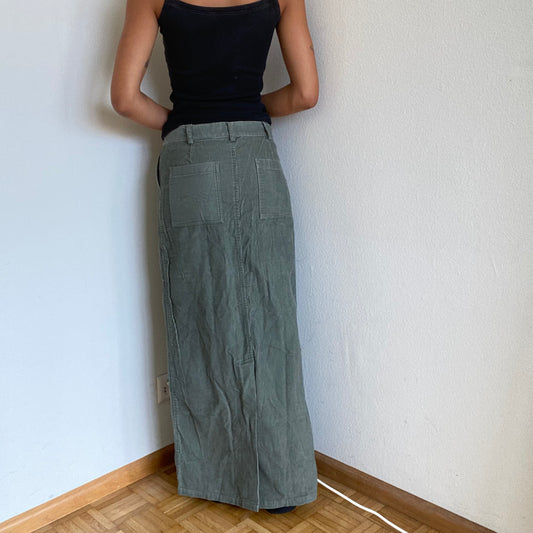 Vintage 90's Skater Khaki Cord Maxi Skirt (S)