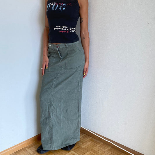 Vintage 90's Skater Khaki Cord Maxi Skirt (S)